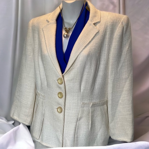 Vintage 90s Y2K Linen Blend Skirt Set with Jacket Blazer - Picture 3 of 10